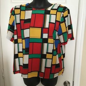 Women’s color block blouse.
